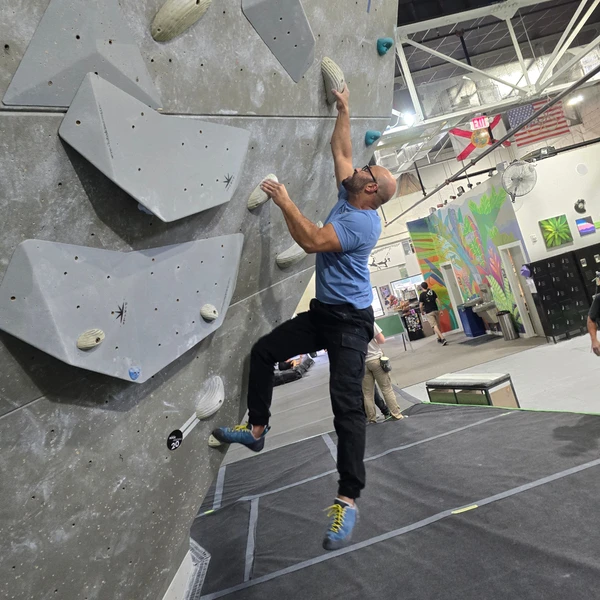 Dr. Shaikh bouldering